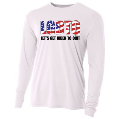 Funny LGBTQ Anti Biden Lets Get Biden To Quite Quote Tee Cooling Performance Long Sleeve Crew