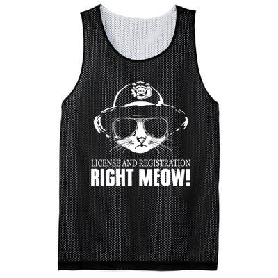 Funny License And Registration Right Meow Cat Cop Mesh Reversible Basketball Jersey Tank