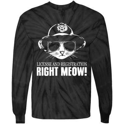 Funny License And Registration Right Meow Cat Cop Tie-Dye Long Sleeve Shirt