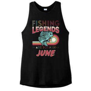 Fishing Legends Are Born In June Ladies PosiCharge Tri-Blend Wicking Tank