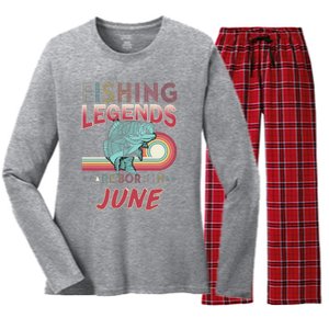 Fishing Legends Are Born In June Women's Long Sleeve Flannel Pajama Set 