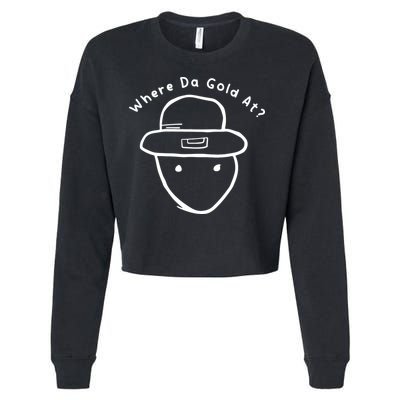 Funny Leprechaun Amateur Sketch Meme St Patricks Day 2024 Cropped Pullover Crew