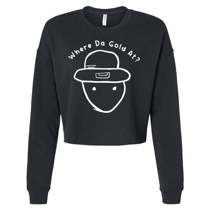 Funny Leprechaun Amateur Sketch Meme St Patricks Day 2024 Cropped Pullover Crew