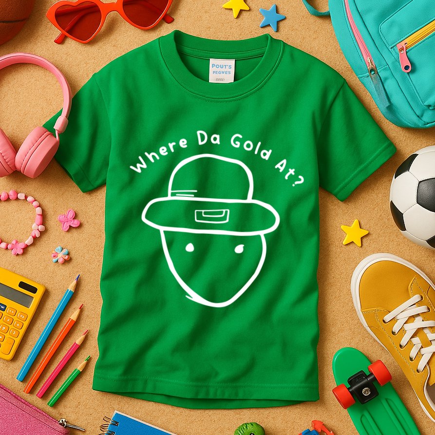 Funny Leprechaun Amateur Sketch Meme St Patricks Day 2024 Kids T-Shirt