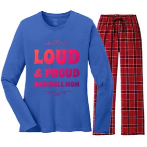 Funny Loud And Proud Baseball Moms Sports Mom Mother Humor Gift Women's Long Sleeve Flannel Pajama Set 