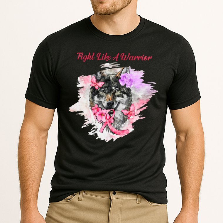 Fight Like A Warrior Wolf Pink Ribbon Breast Cancer Cooling Performance Crew T-Shirt