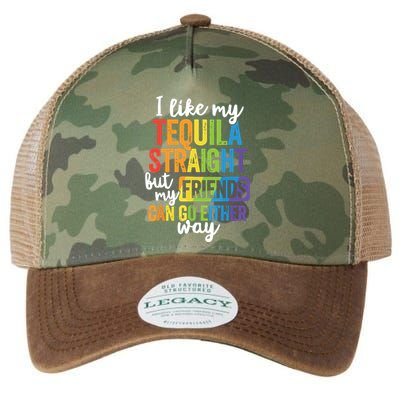 Funny Lgbt Ally Gift Tequila Straight Friends Go Either Way Legacy Tie Dye Trucker Hat