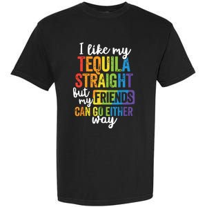 Funny Lgbt Ally Gift Tequila Straight Friends Go Either Way Garment-Dyed Heavyweight T-Shirt