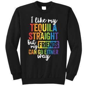 Funny Lgbt Ally Gift Tequila Straight Friends Go Either Way Sweatshirt