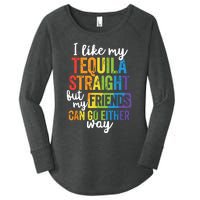 Funny Lgbt Ally Gift Tequila Straight Friends Go Either Way Women's Perfect Tri Tunic Long Sleeve Shirt