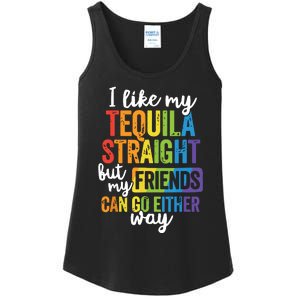 Funny Lgbt Ally Gift Tequila Straight Friends Go Either Way Ladies Essential Tank