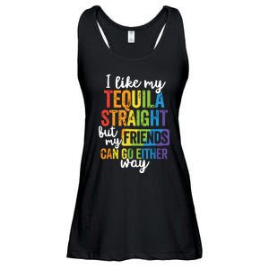 Funny Lgbt Ally Gift Tequila Straight Friends Go Either Way Ladies Essential Flowy Tank