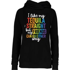 Funny Lgbt Ally Gift Tequila Straight Friends Go Either Way Womens Funnel Neck Pullover Hood