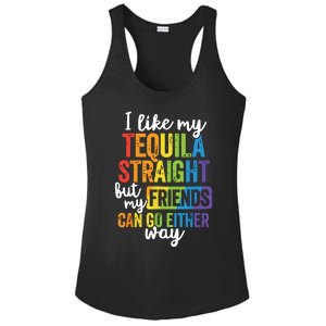 Funny Lgbt Ally Gift Tequila Straight Friends Go Either Way Ladies PosiCharge Competitor Racerback Tank