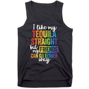 Funny Lgbt Ally Gift Tequila Straight Friends Go Either Way Tank Top