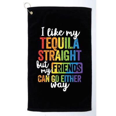 Funny Lgbt Ally Gift Tequila Straight Friends Go Either Way Golf Towel