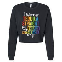 Funny Lgbt Ally Gift Tequila Straight Friends Go Either Way Cropped Pullover Crew