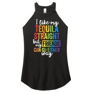 Funny Lgbt Ally Gift Tequila Straight Friends Go Either Way Women's Perfect Tri Rocker Tank