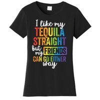 Funny Lgbt Ally Gift Tequila Straight Friends Go Either Way Women's T-Shirt