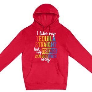 Funny Lgbt Ally Gift Tequila Straight Friends Go Either Way Premium Pullover Hoodie