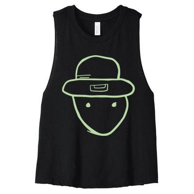 Funny Leprechaun Amateur Sketch Meme St Patricks Day 2024 Women's Racerback Cropped Tank