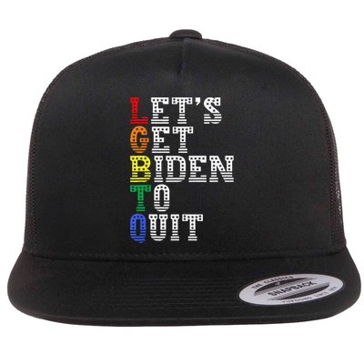 Funny LGBTQ Anti Biden Let's Get Biden To Quite Flat Bill Trucker Hat