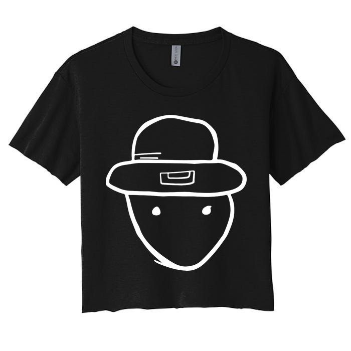 Funny Leprechaun Amateur Sketch Meme St Patricks Day 2024 Women's Crop Top Tee