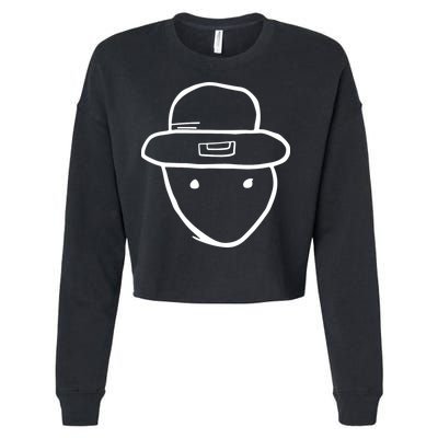 Funny Leprechaun Amateur Sketch Meme St Patricks Day 2024 Cropped Pullover Crew