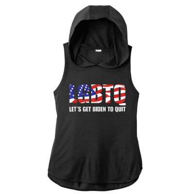 Funny LGBTQ Anti Biden Lets Get Biden To Quite Ladies PosiCharge Tri-Blend Wicking Draft Hoodie Tank