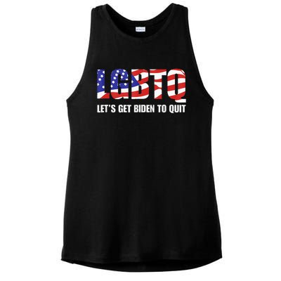 Funny LGBTQ Anti Biden Lets Get Biden To Quite Ladies PosiCharge Tri-Blend Wicking Tank