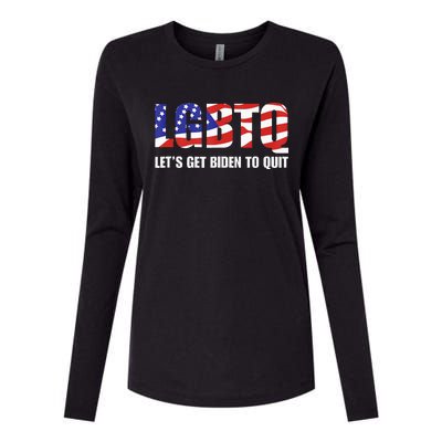 Funny LGBTQ Anti Biden Lets Get Biden To Quite Womens Cotton Relaxed Long Sleeve T-Shirt