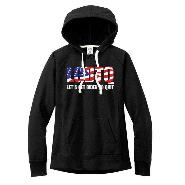 Funny LGBTQ Anti Biden Lets Get Biden To Quite Women's Fleece Hoodie