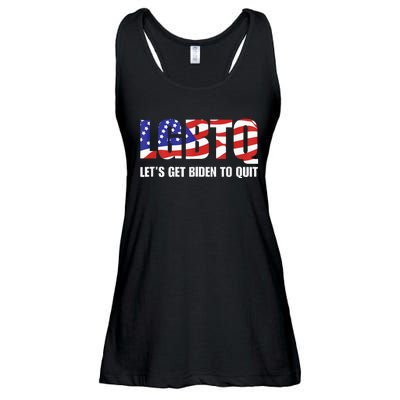 Funny LGBTQ Anti Biden Lets Get Biden To Quite Ladies Essential Flowy Tank