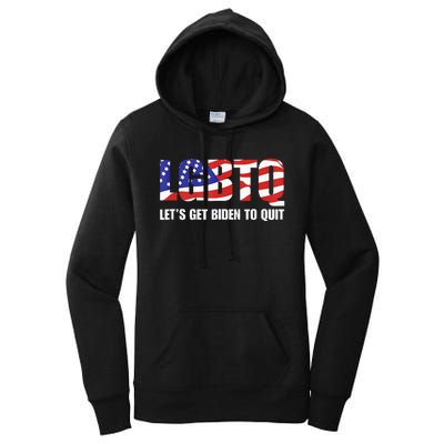 Funny LGBTQ Anti Biden Lets Get Biden To Quite Women's Pullover Hoodie