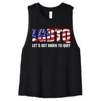 Funny LGBTQ Anti Biden Lets Get Biden To Quite Women's Racerback Cropped Tank