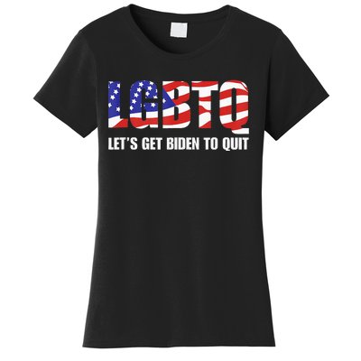 Funny LGBTQ Anti Biden Lets Get Biden To Quite Women's T-Shirt