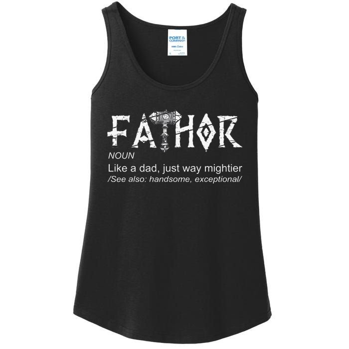 Fathor Like A Dad Just Way Mightier Father's Day Viking Ladies Essential Tank