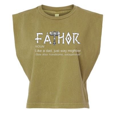 Fathor Like A Dad Just Way Mightier Father's Day Viking Garment-Dyed Women's Muscle Tee