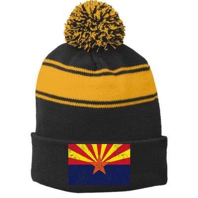 Flag of Arizona Vintage Stripe Pom Pom Beanie