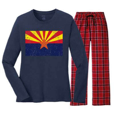 Flag of Arizona Vintage Women's Long Sleeve Flannel Pajama Set 