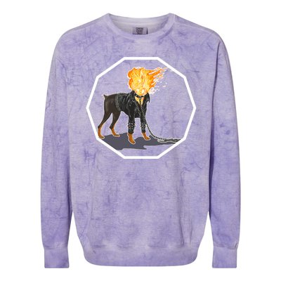 Flaming Ghost Dog On Fire Rider Doggo Colorblast Crewneck Sweatshirt