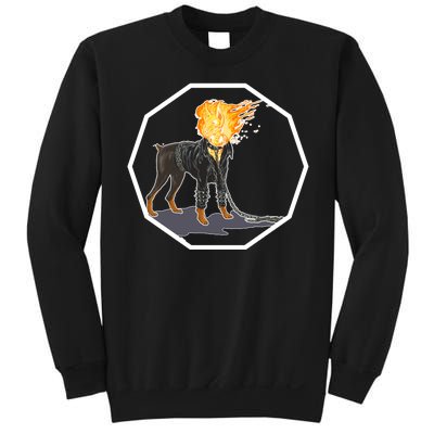 Flaming Ghost Dog On Fire Rider Doggo Sweatshirt