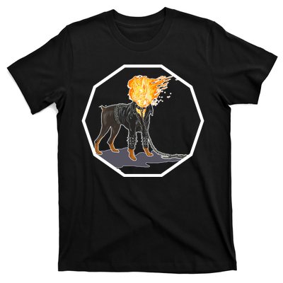 Flaming Ghost Dog On Fire Rider Doggo T-Shirt