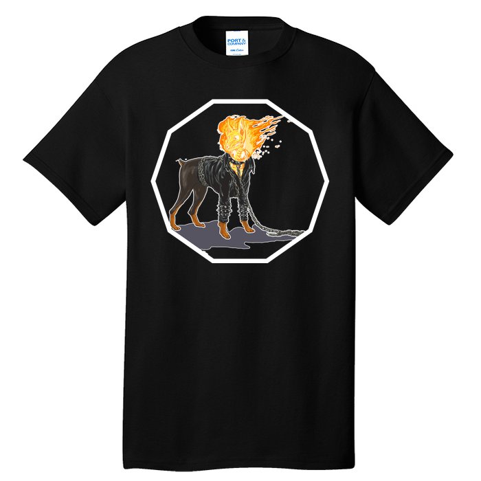 Flaming Ghost Dog On Fire Rider Doggo Tall T-Shirt