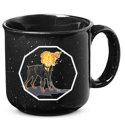 Flaming Ghost Dog On Fire Rider Doggo 15oz Campfire Ceramic Mug
