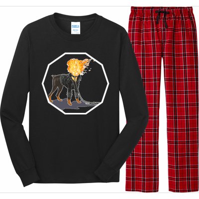 Flaming Ghost Dog On Fire Rider Doggo Long Sleeve Pajama Set