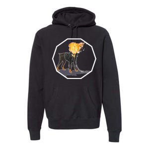 Flaming Ghost Dog On Fire Rider Doggo Premium Hoodie