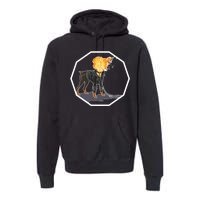 Flaming Ghost Dog On Fire Rider Doggo Premium Hoodie