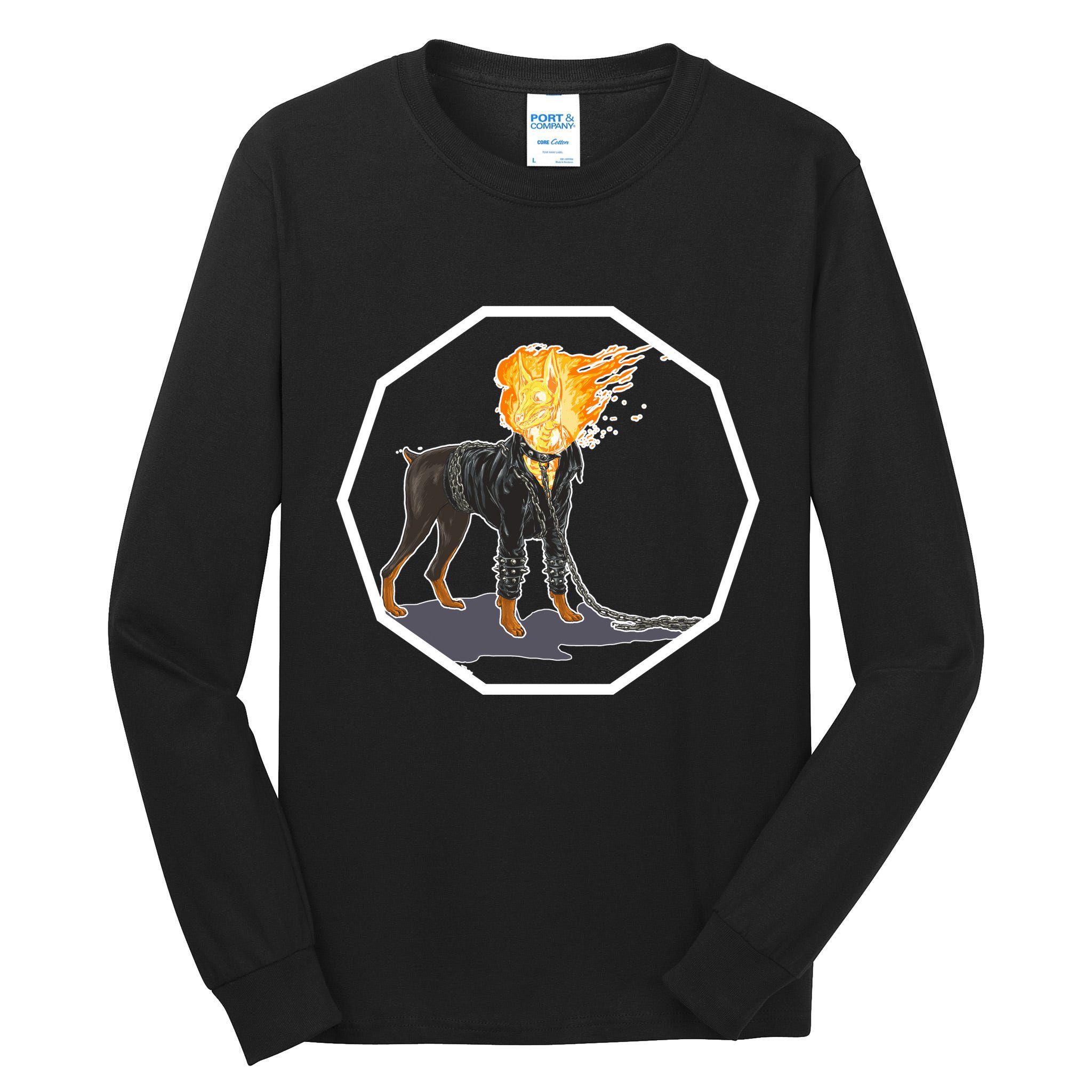 Flaming Ghost Dog On Fire Rider Doggo Tall Long Sleeve T-Shirt
