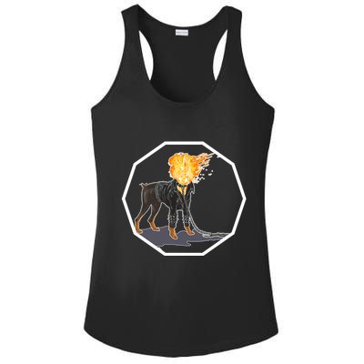 Flaming Ghost Dog On Fire Rider Doggo Ladies PosiCharge Competitor Racerback Tank